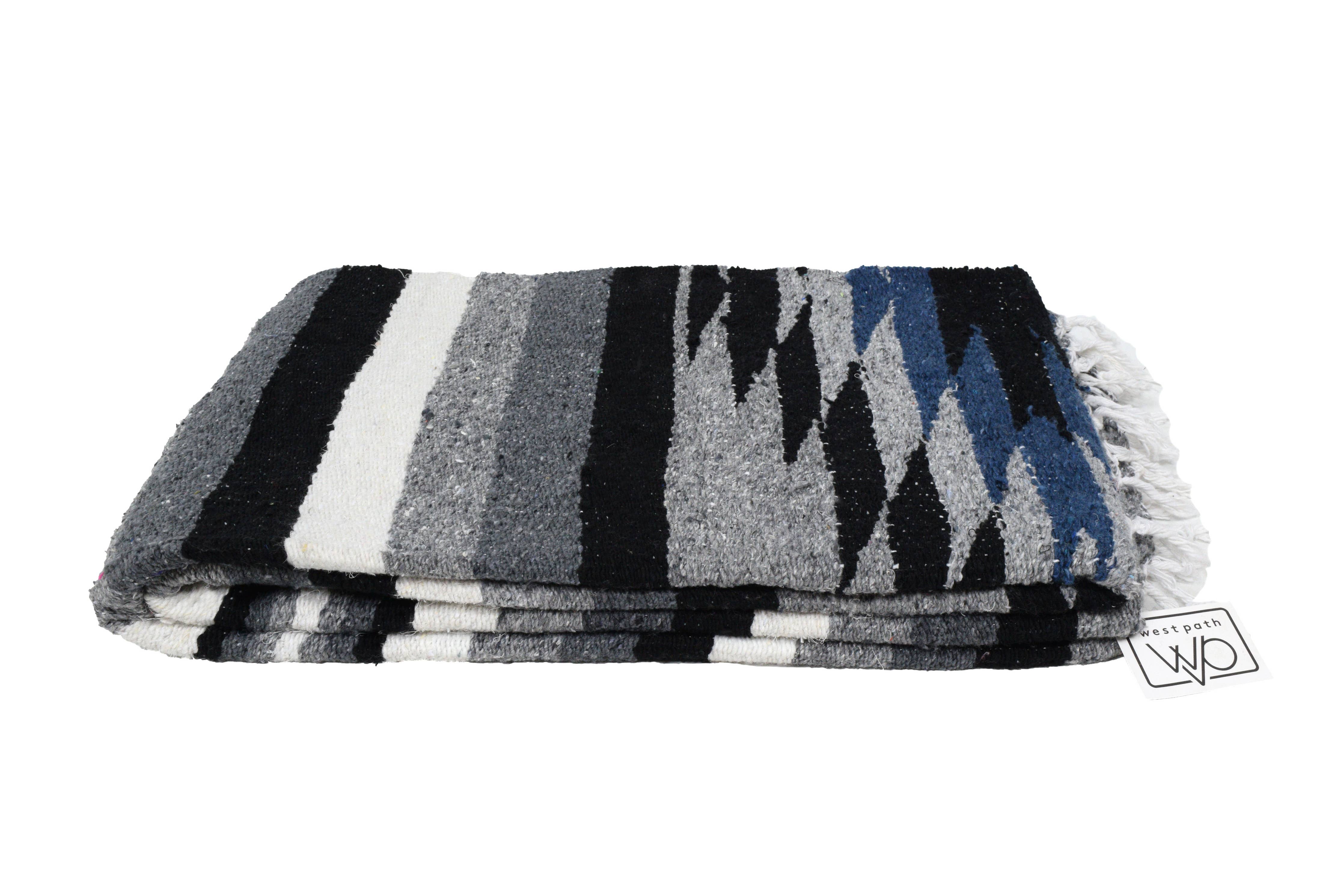 West Path Aztec Diamond Mexican Falsa Blanket / Twilight Black & White