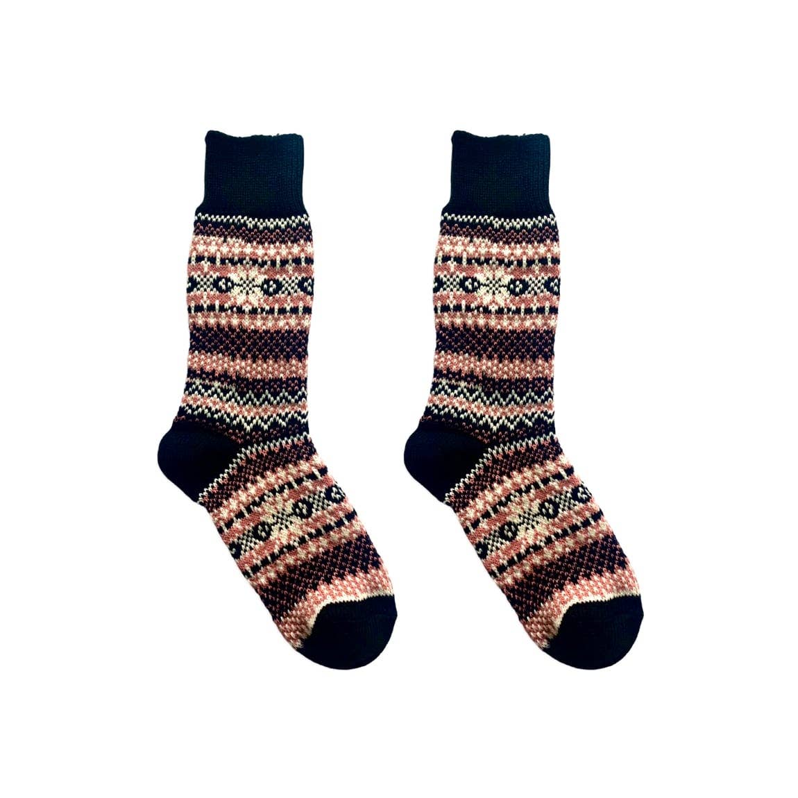 Nordic Wools Asenka Merino Wool Blend Unisex Socks / Rosa Black Mix