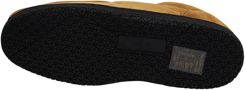 Norty Men's Faux Suede Twin Gore Memory Foam Moccasin Slippers / Camel