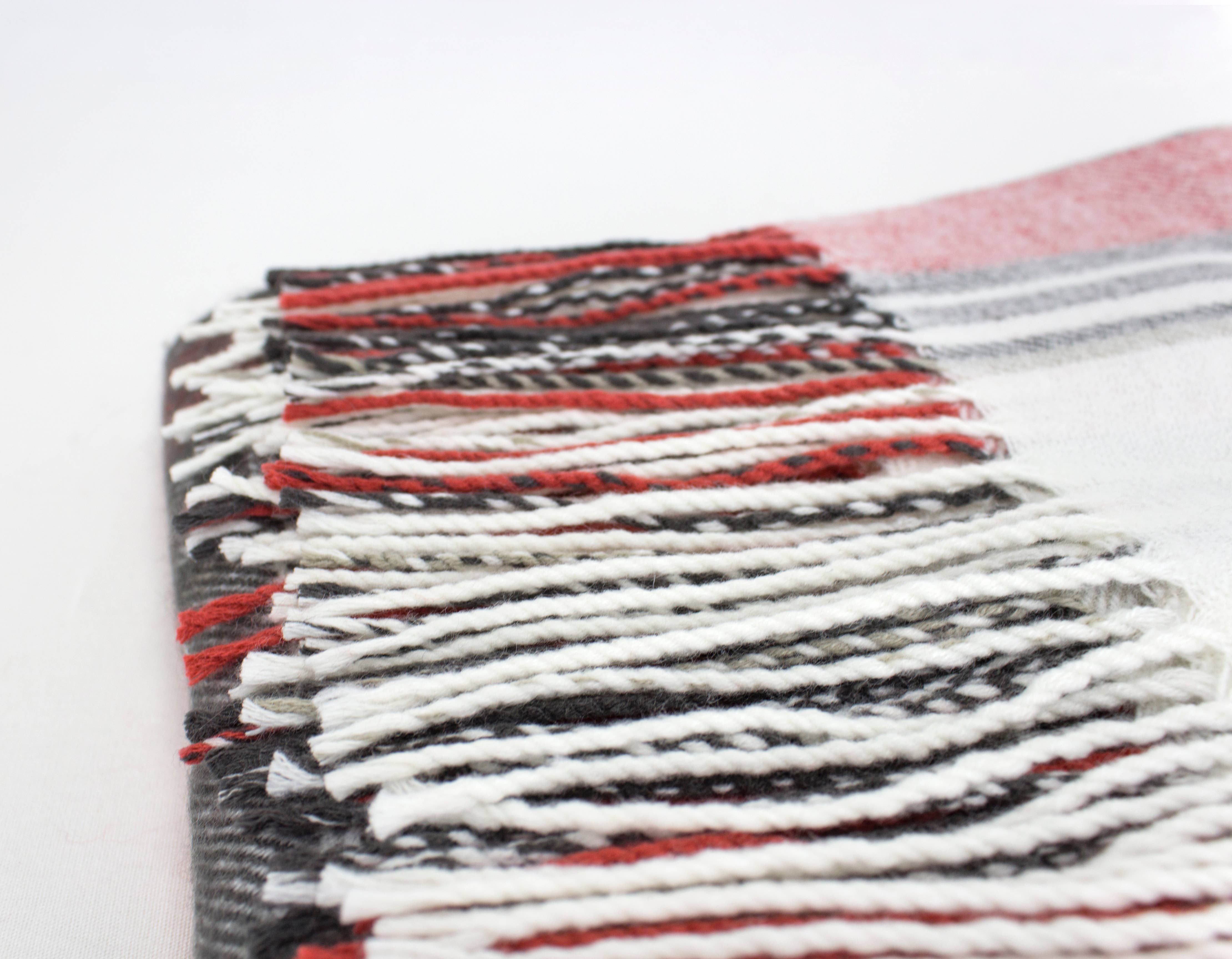 Fennco Styles Classic Plaid with Tassel Trim Throw Blanket / Red, White, Black, Gray
