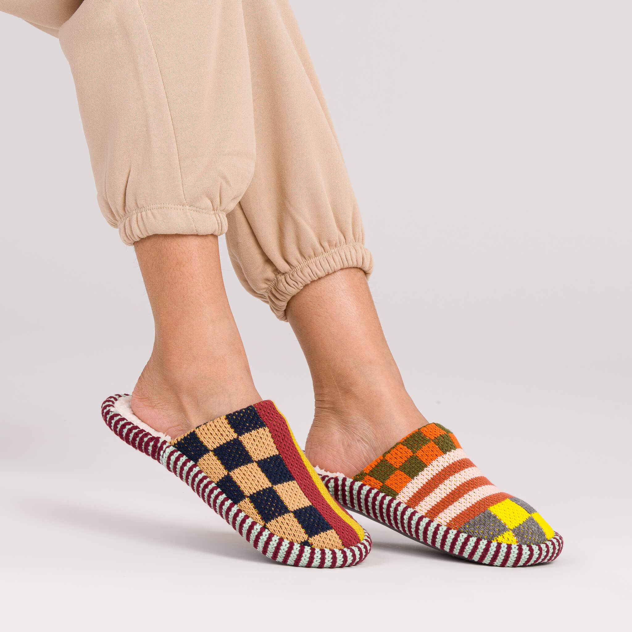 Pattern Patch Mule Slippers