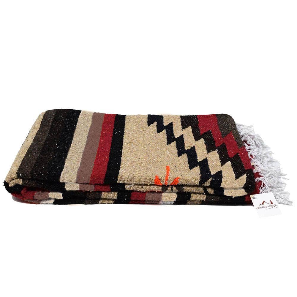West Path Aztec Diamond Mexican Falsa Blanket / Warm Earth