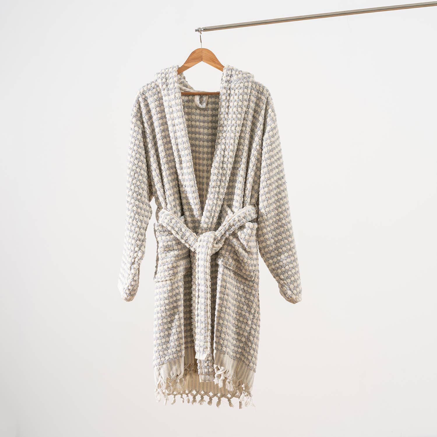 Pompom Bathrobe Handloom Turkish Cotton Resort Heavy Luxury