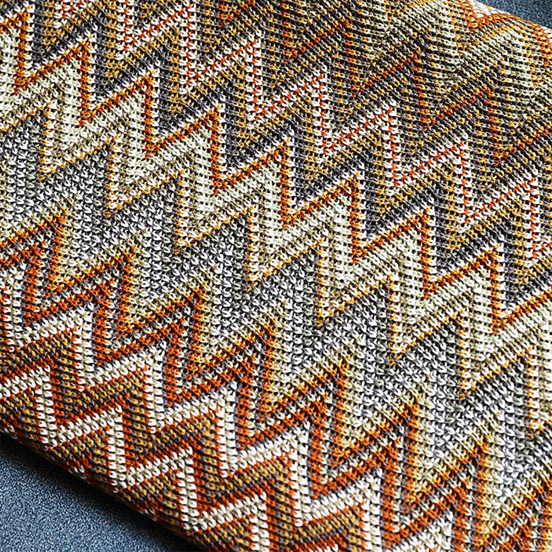 Fennco Styles Zigzag Colors Crochet with Tassel Trim Throw Blanket