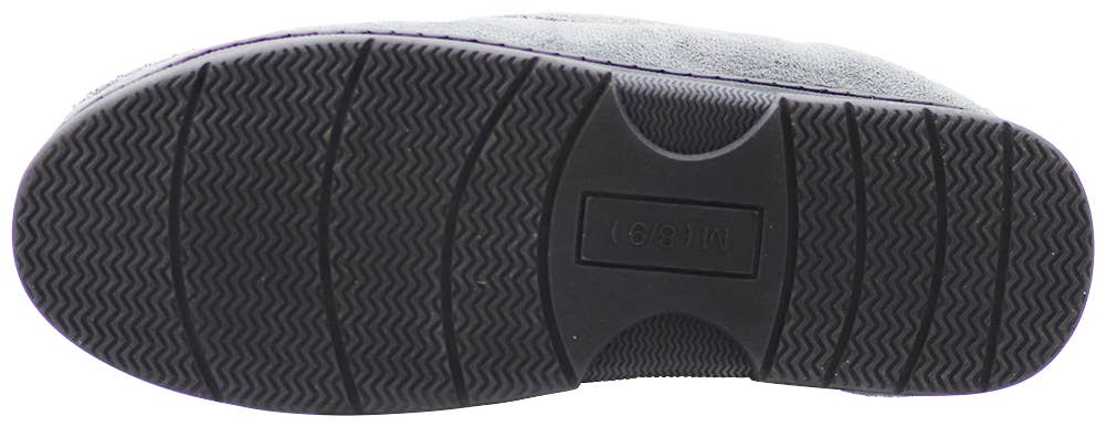 Norty Men's Herringbone Memory Foam Moccasin Slippers / Navy Blue & Gray