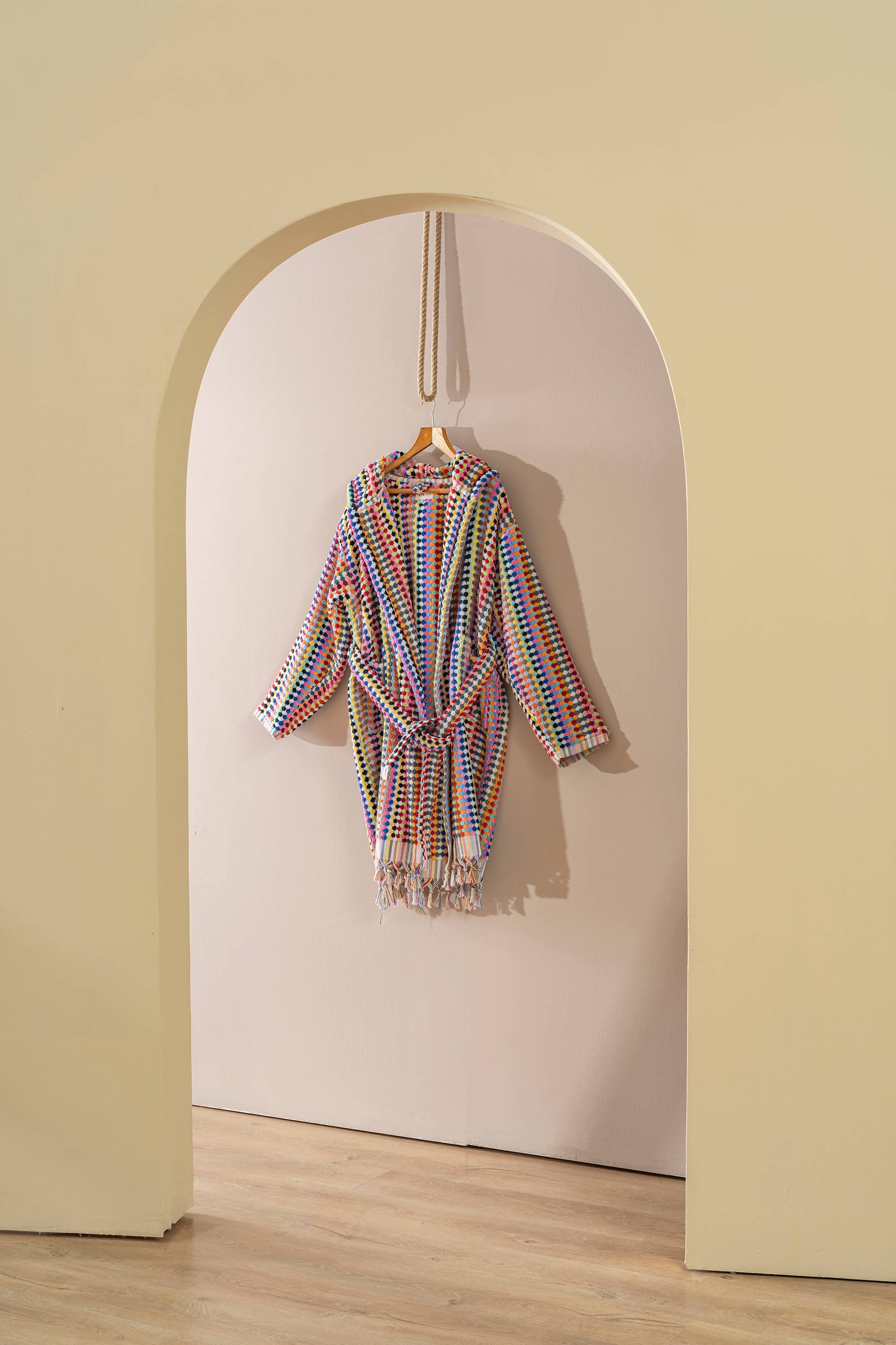 Pom Pom Bathrobe Handloom Turkish Cotton Resort Heavy Luxury