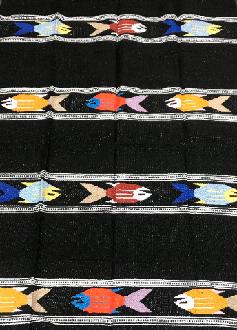 Black Baja Fish Yoga Blanket
