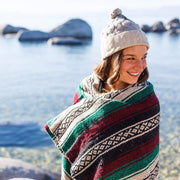 West Path Mexican Grande Falsa Blanket / Maroon & Viridian Green