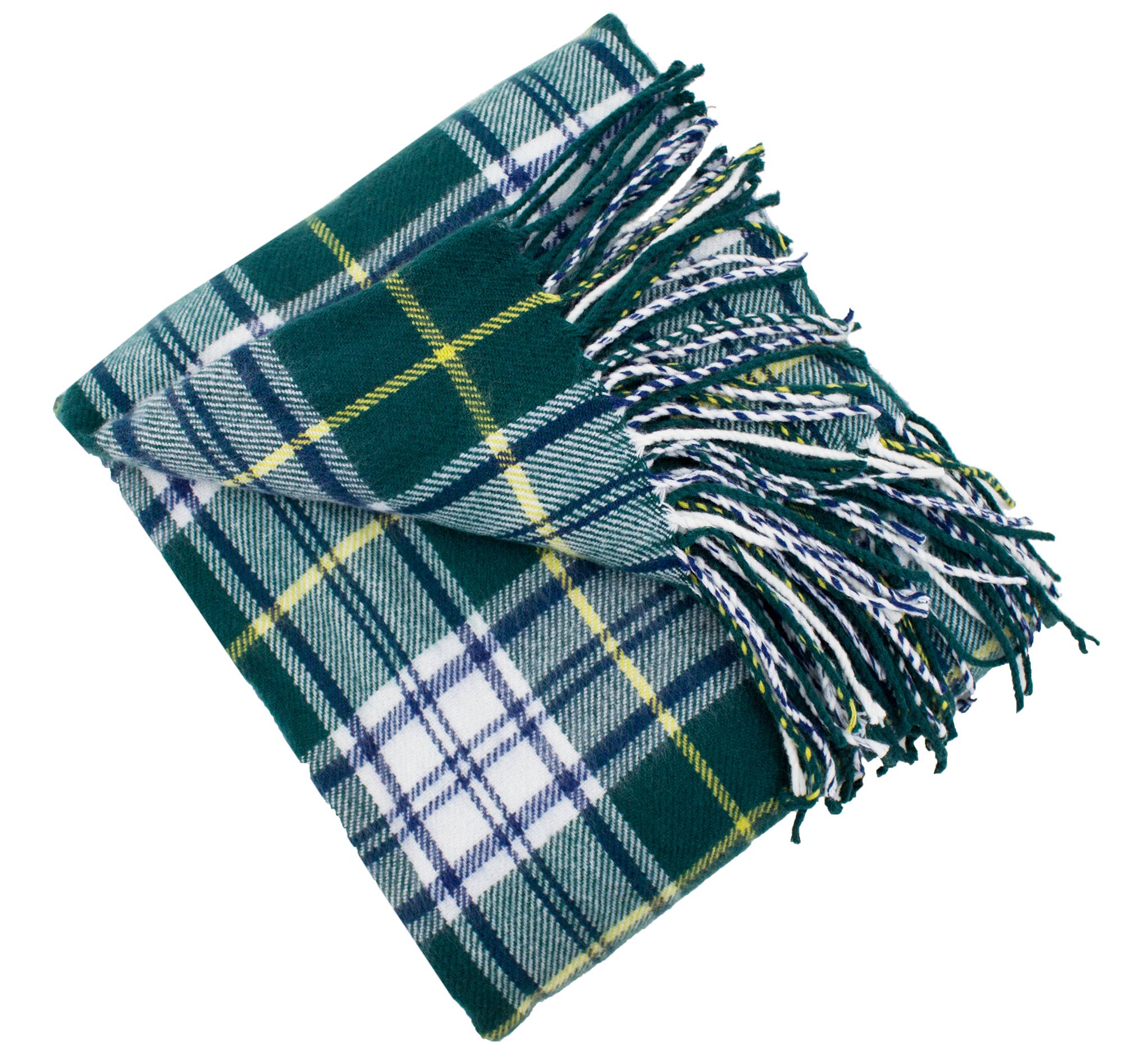 Fennco Styles Classic Plaid with Tassel Trim Throw Blanket / Green, Blue, White, Yellow