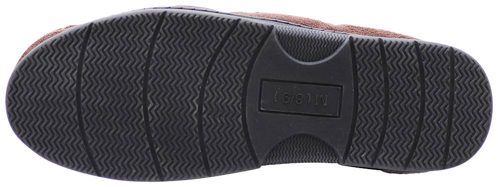 Norty Men's Herringbone Memory Foam Moccasin Slippers / Chocolate & Beige
