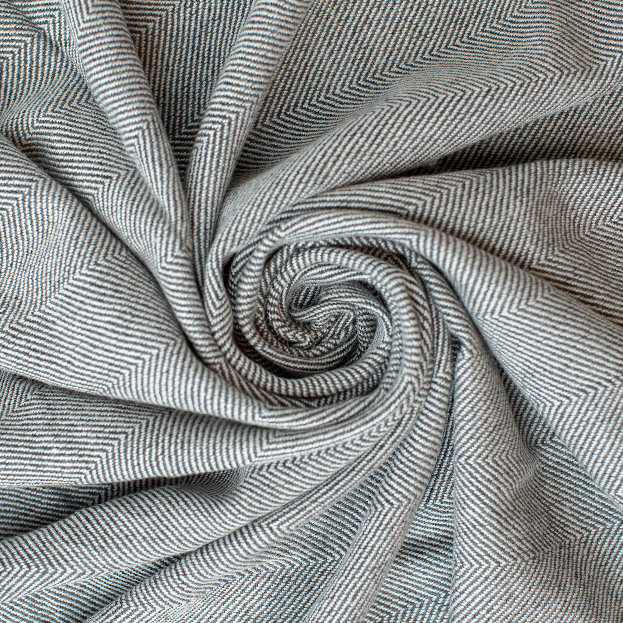 Art Himalayan Trading Reversible Cashmere Wool Throw Blanket / Herringbone Pattern / Black & White