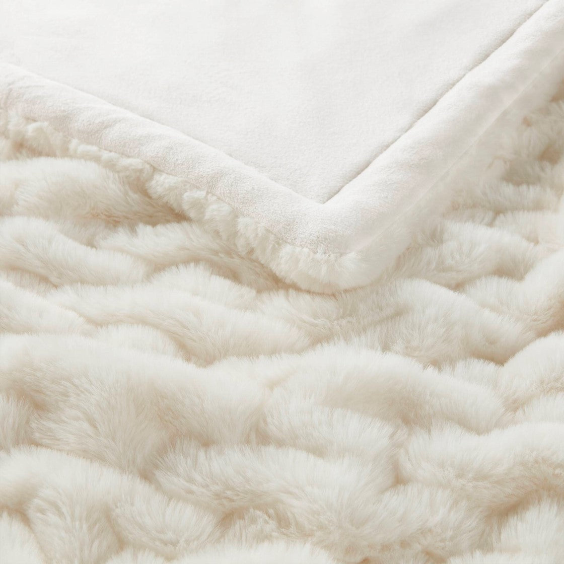 Olliix Ruched Faux Fur Throw Blanket