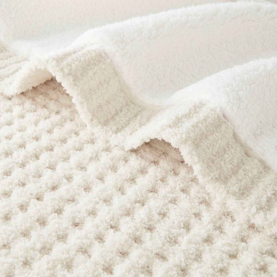 Olliix Waffle Knit Chenille & Sherpa Throw Blanket