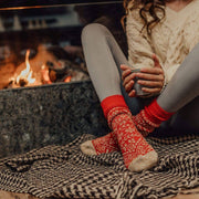 Nordic Wools Zelta Merino Wool Blend Unisex Socks / Scarlet & Beige