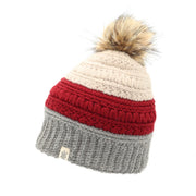 Stripe flower fur pom pom