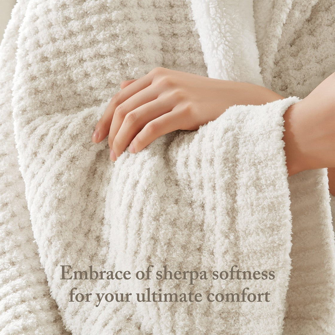 Olliix Waffle Knit Chenille & Sherpa Throw Blanket