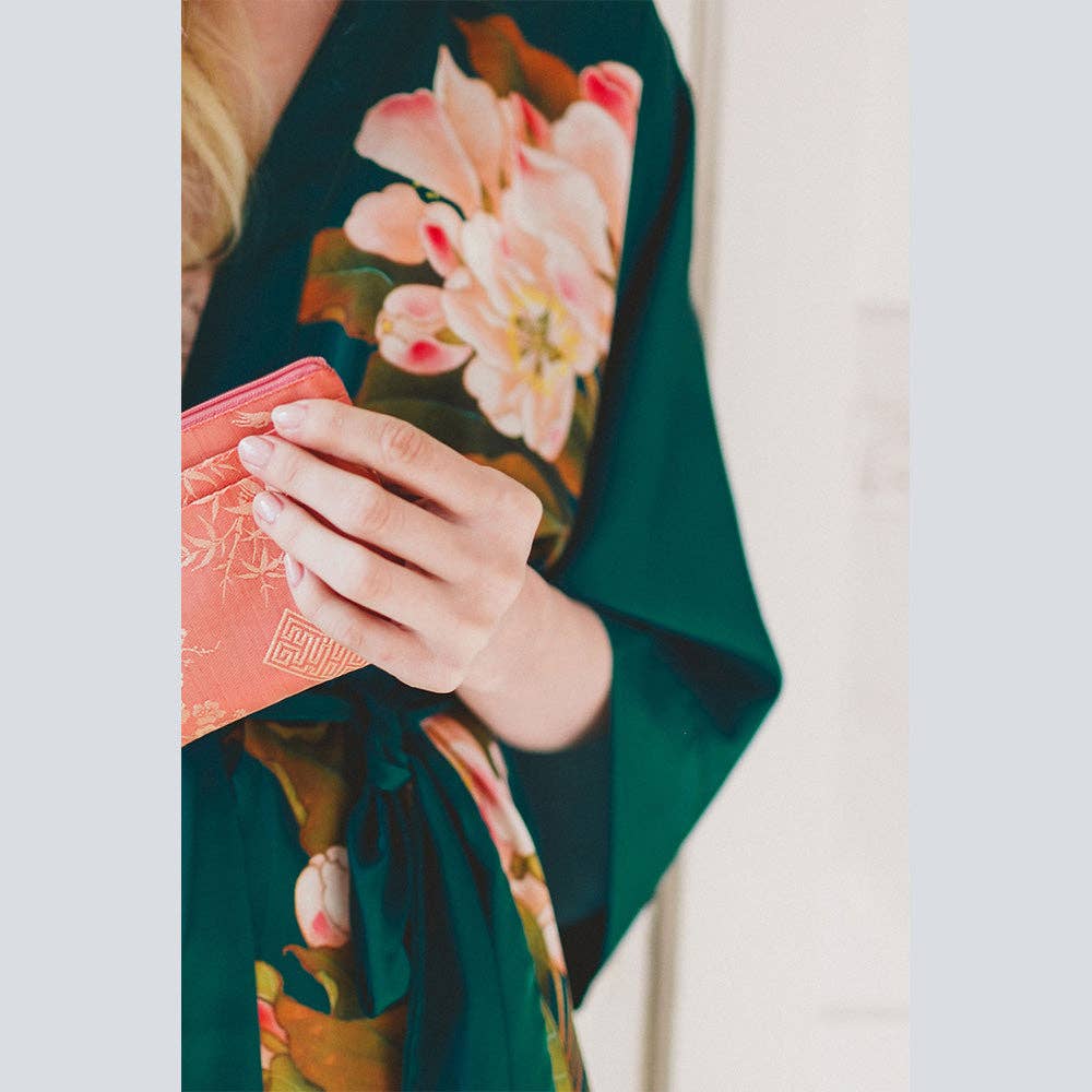 Peony & Butterfly Short Kimono Robe