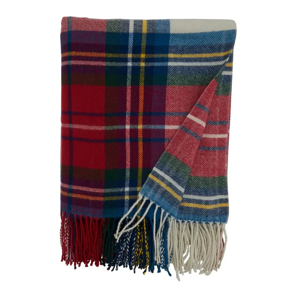Fennco Styles Classic Plaid with Tassel Trim Throw Blanket / Red, Green, Blue, White, Yellow