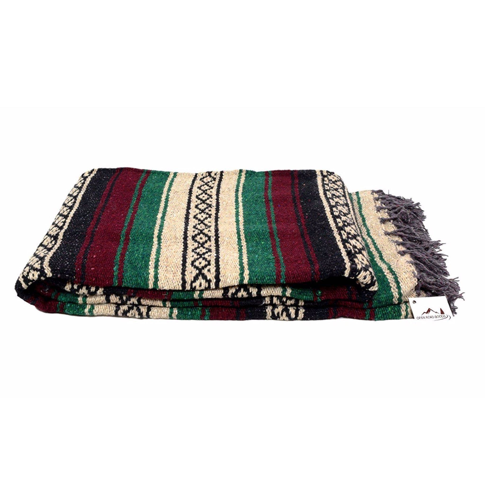 West Path Mexican Grande Falsa Blanket / Maroon & Viridian Green