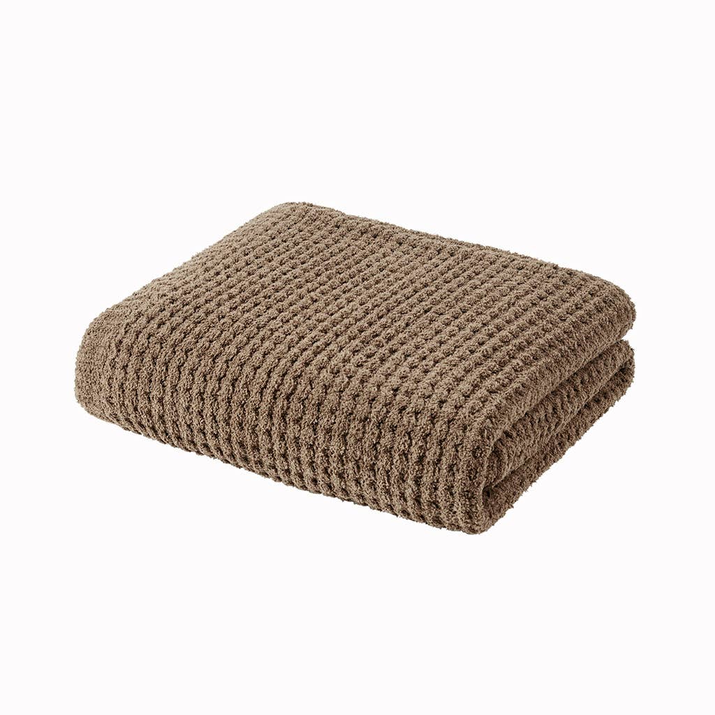 Sherpa Waffle Knit Chenille Throw, Brown