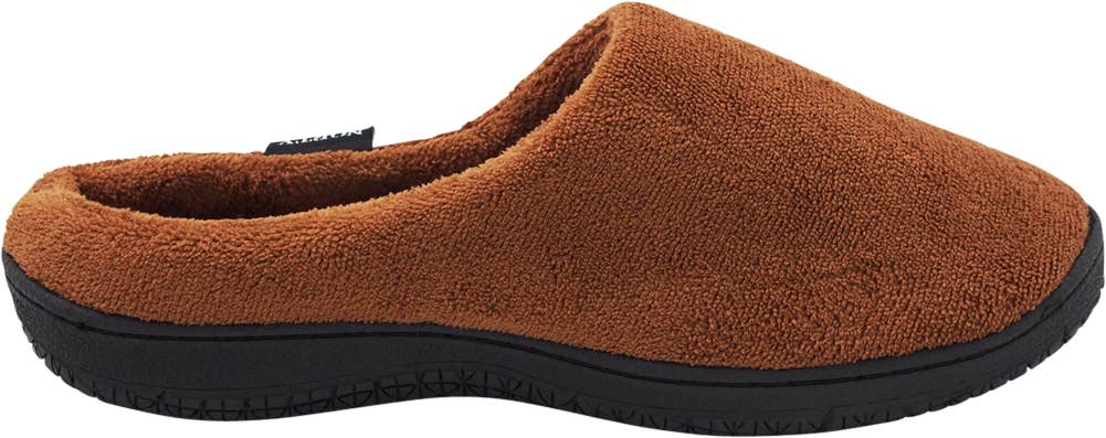 Norty Men's Microfiber Memory Foam Clog Slippers / Brown & Plaid