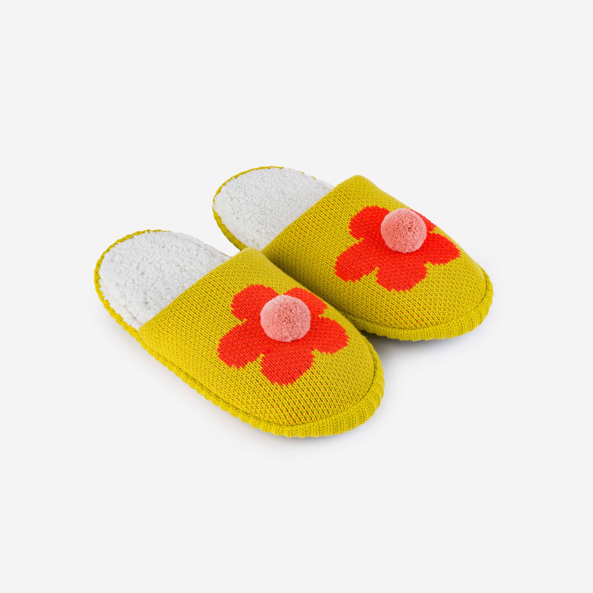 Flower Pom Mule Slippers