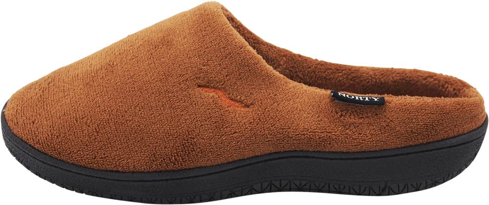 Norty Men's Microfiber Memory Foam Clog Slippers / Brown & Plaid