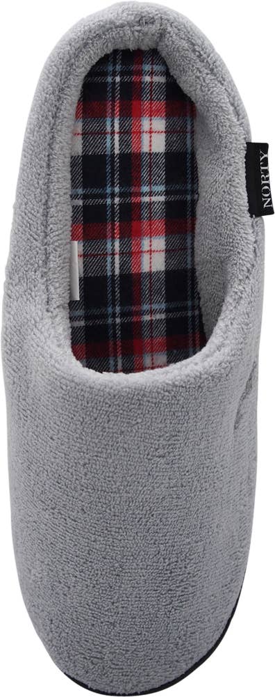 Norty Men's Microfiber Memory Foam Clog Slippers / Gray & Plaid