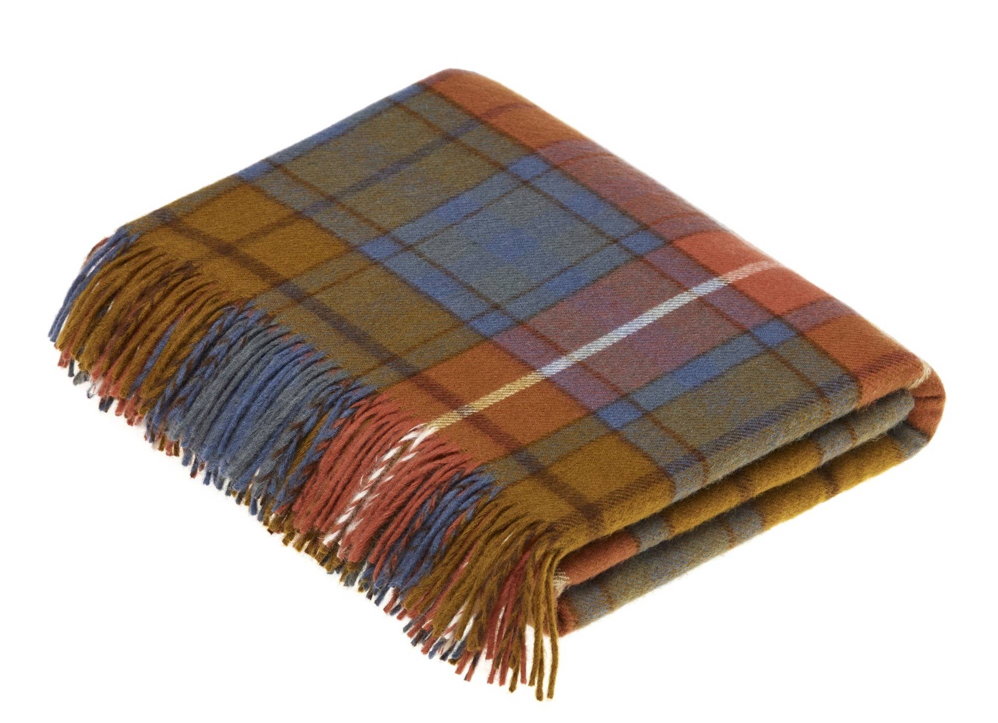 Bronte Moon Tartan Plaid Merino Wool Throw Blanket Collection / Antique Buchanan Plaid