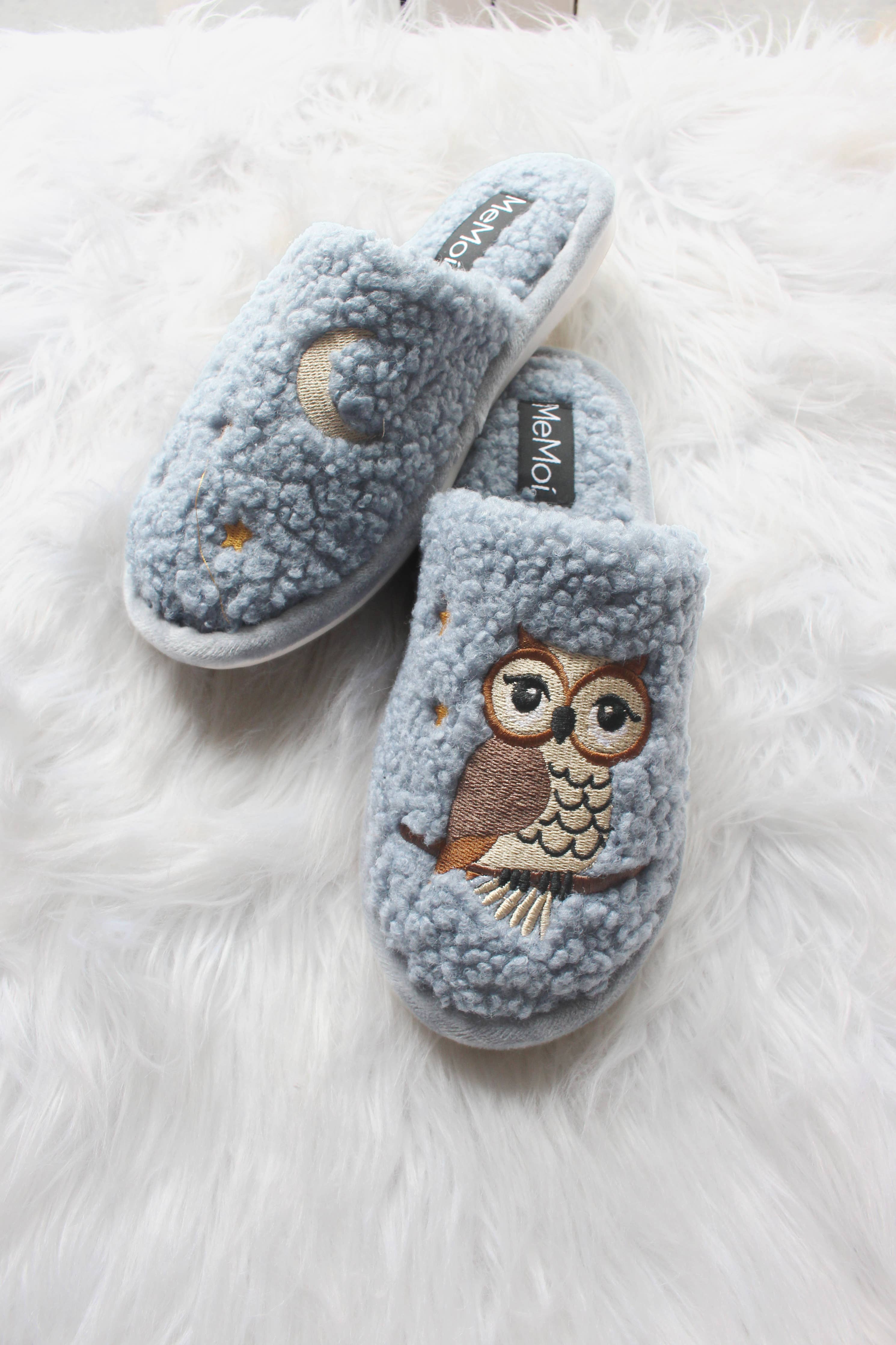 Night Owl Plush Mule Slippers