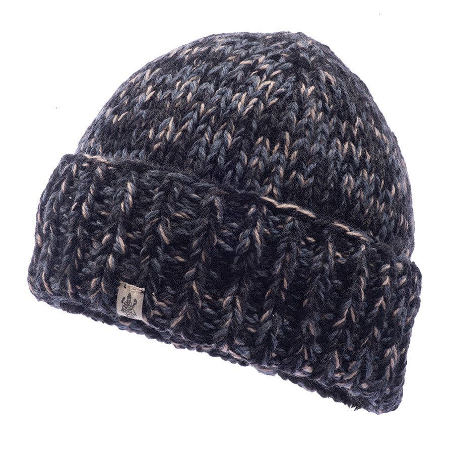 Marbled rib fold beanie