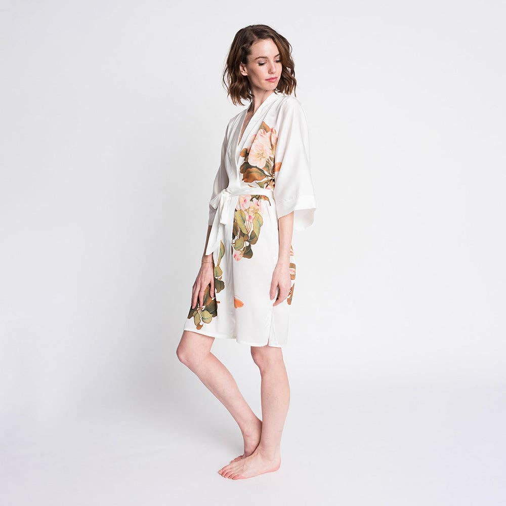 Peony & Butterfly Short Kimono Robe