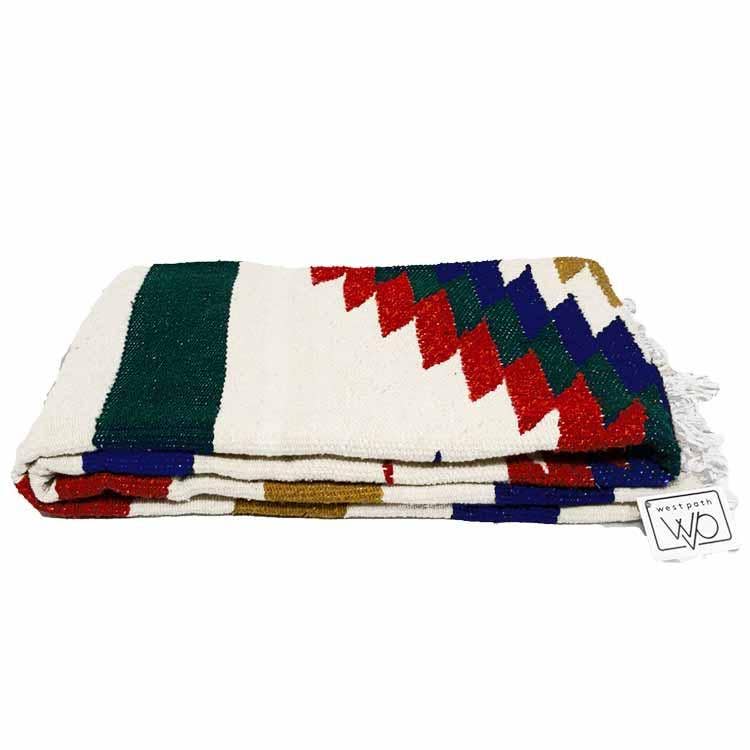 West Path Aztec Diamond Mexican Falsa Blanket / Ivory Earth