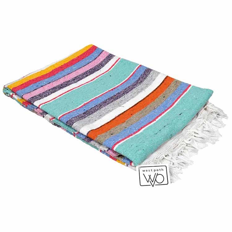 West Path Mexican Serape Blanket / Mint Spectrum