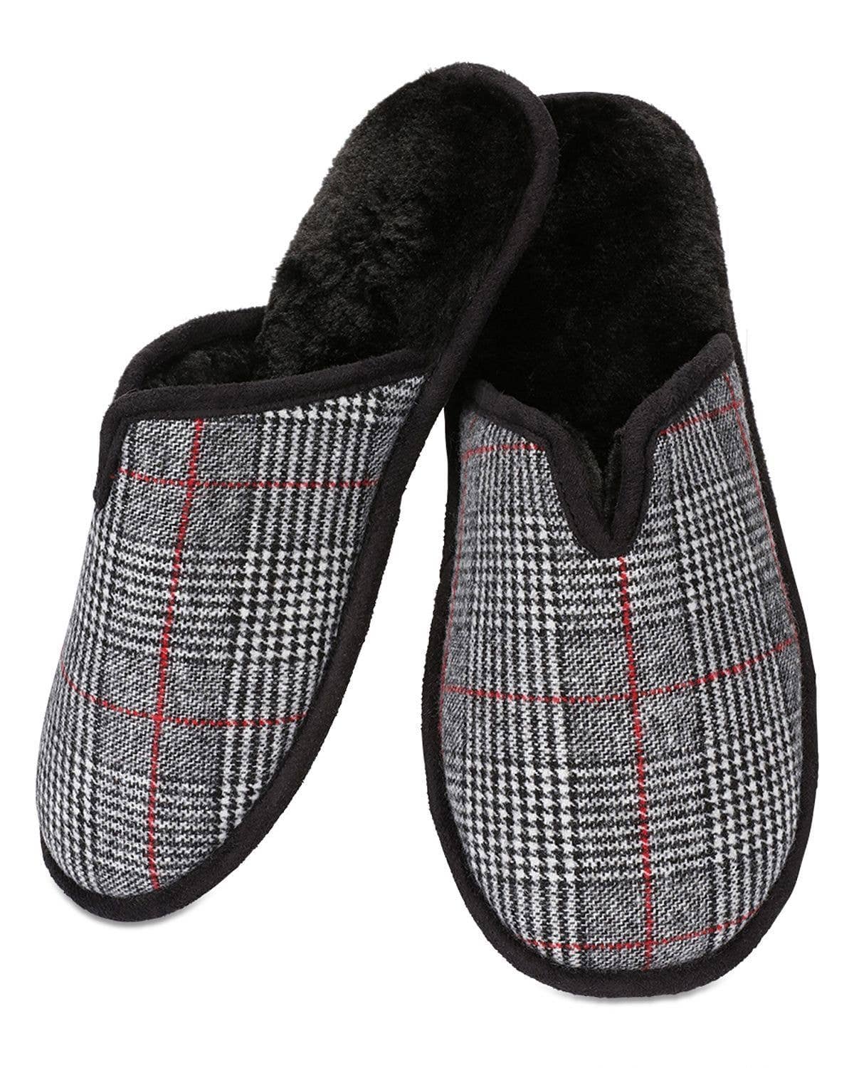 Men's Glen Plaid Plush Mule Slippers