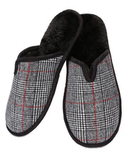 Men's Glen Plaid Plush Mule Slippers
