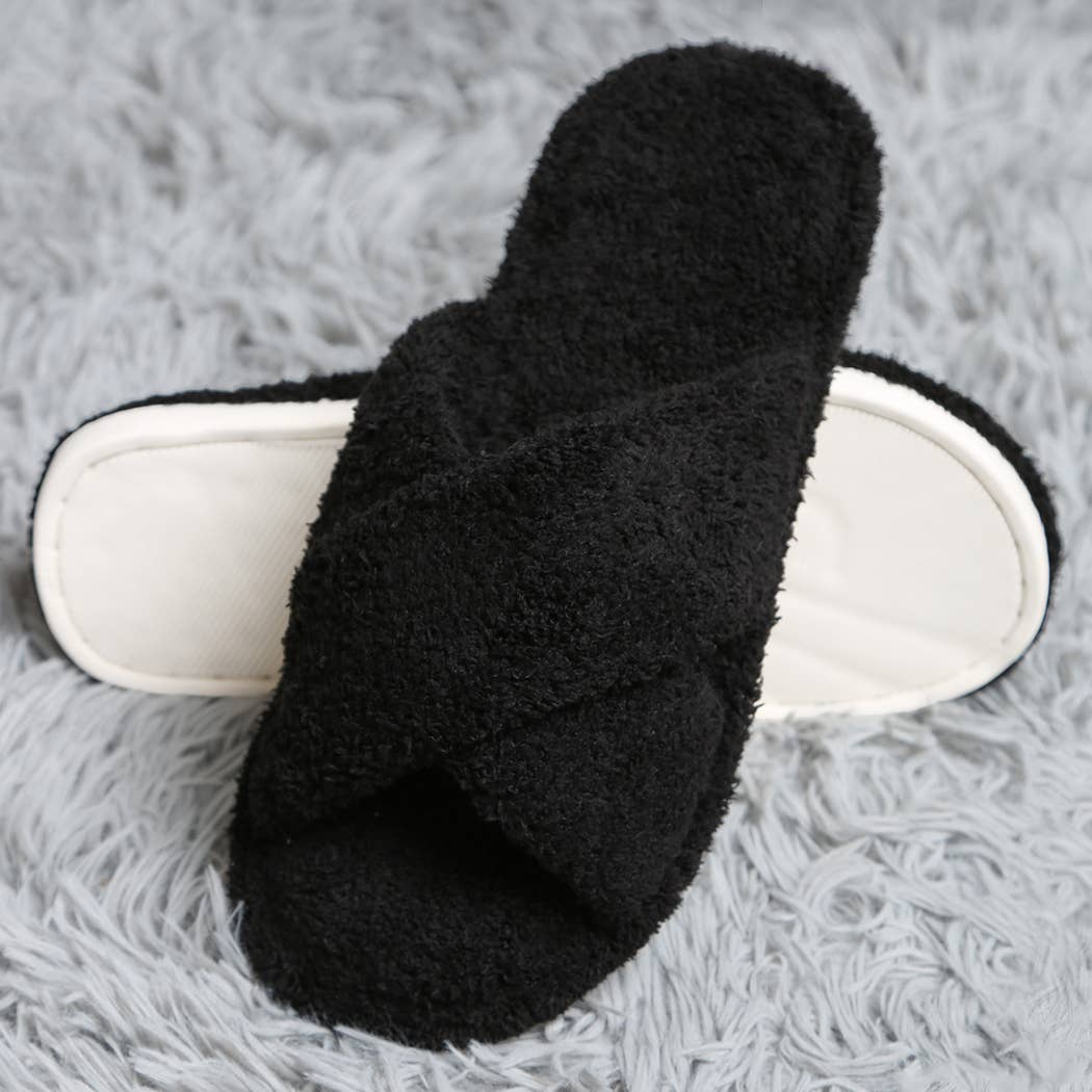 Fashion City Criss Cross Soft Microfiber Slide Slippers