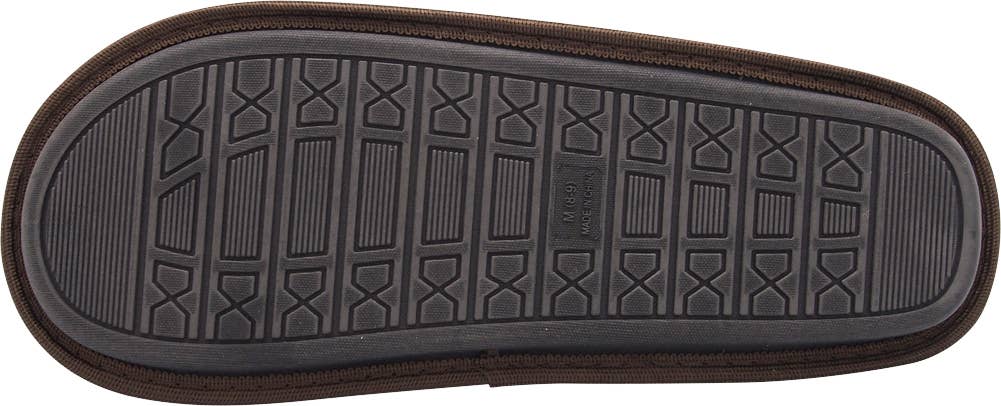 Norty Men's Plaid Fleece Mule Slippers / Brown, Blue, Orange, & Beige