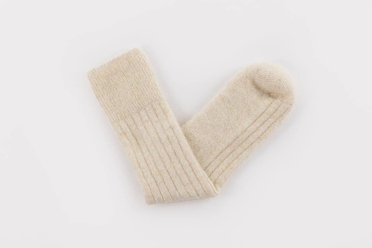 Ultra Soft Cream Alpaca Bed Socks
