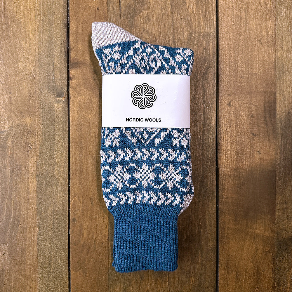 Nordic Wools Zelta Merino Wool Blend Unisex Socks / Cobalt & Light Gray