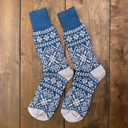 Nordic Wools Zelta Merino Wool Blend Unisex Socks / Cobalt & Light Gray