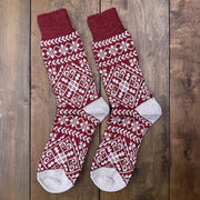 Nordic Wools Zelta Merino Wool Blend Unisex Socks / Crimson & Beige