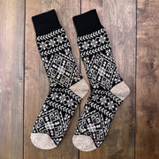 Nordic Wools Zelta Merino Wool Blend Unisex Socks / Black & Beige
