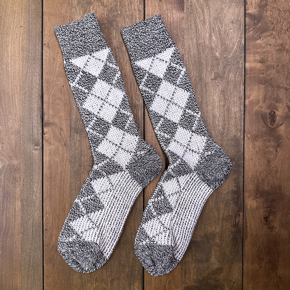 Nordic Wools Vagn Argyle Merino Wool Blend Unisex Socks / Ash & Light Gray