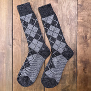 Nordic Wools Vagn Argyle Merino Wool Blend Unisex Socks / Charcoal & Gray