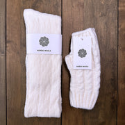 Nordic Wools Lyra Over-the-Knee Socks & Hand Warmers Set / Creme