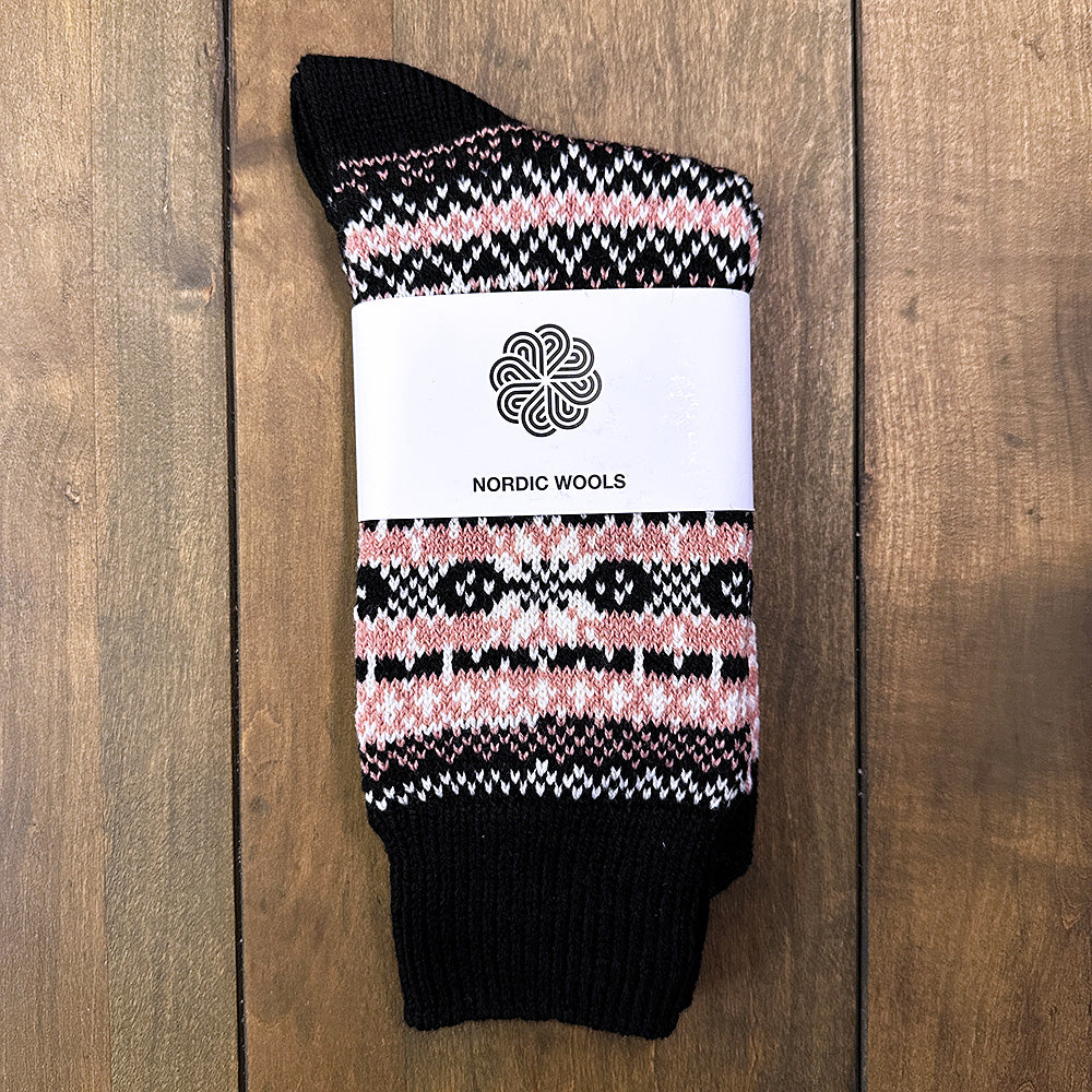 Nordic Wools Asenka Merino Wool Blend Unisex Socks / Rosa Black Mix