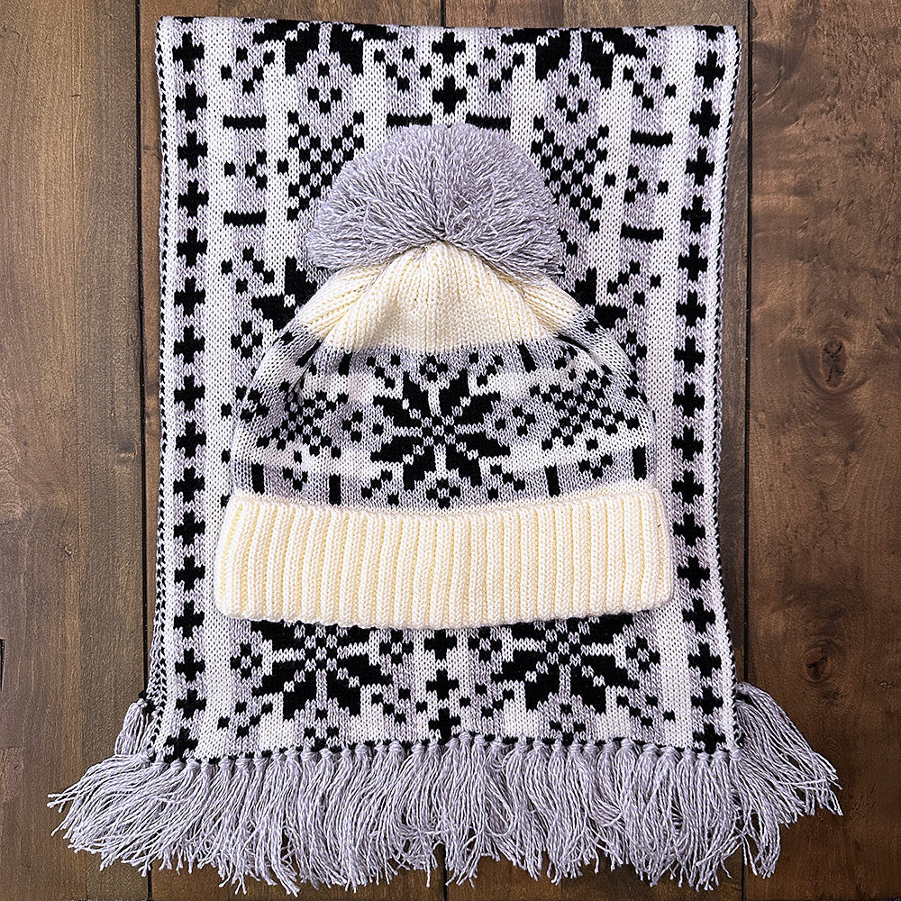 Nordic Wools Asenka Wool Beanie & Scarf Set / Creme