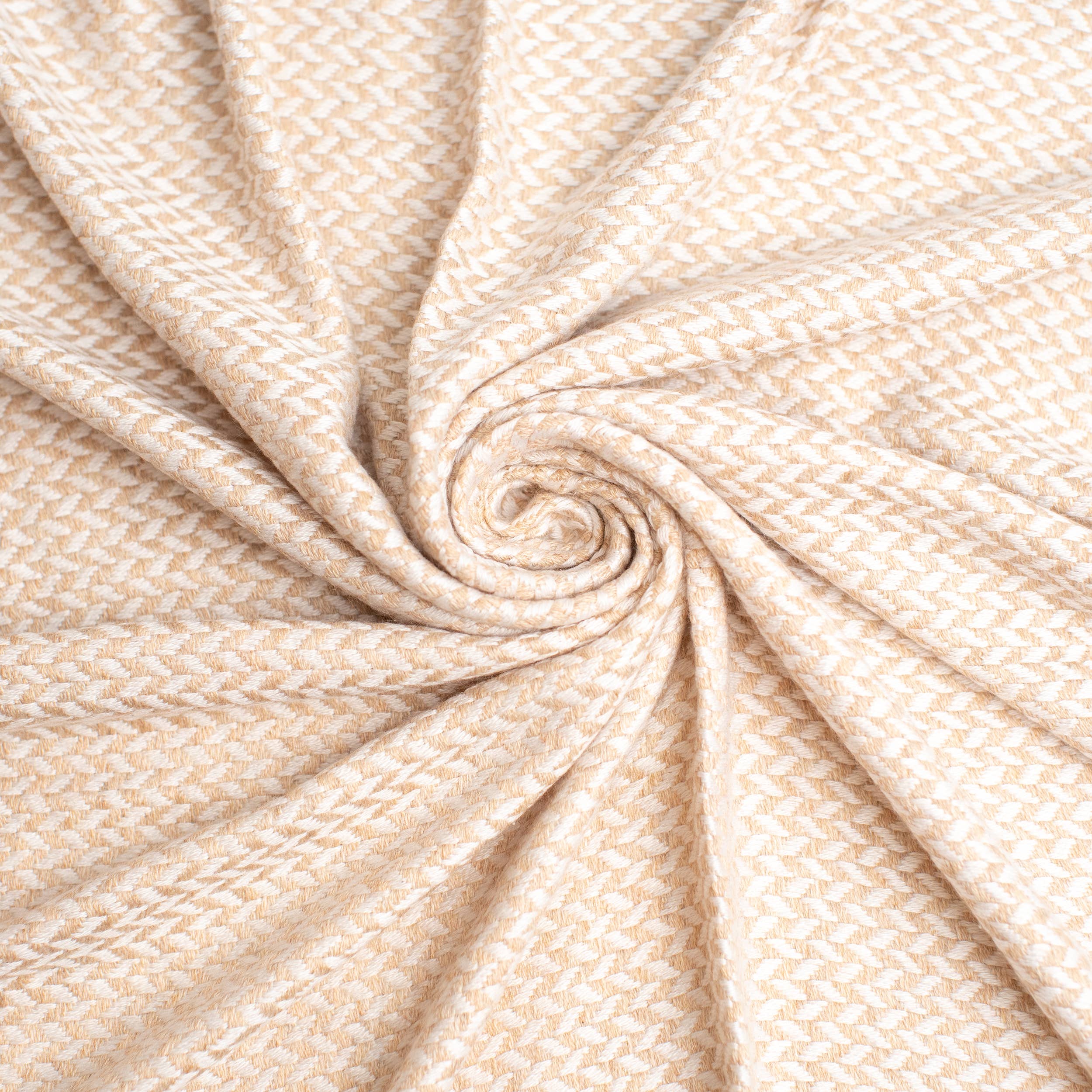 Art Himalayan Trading Reversible Cashmere Wool Throw Blanket / Chevron Pattern / Creme & White