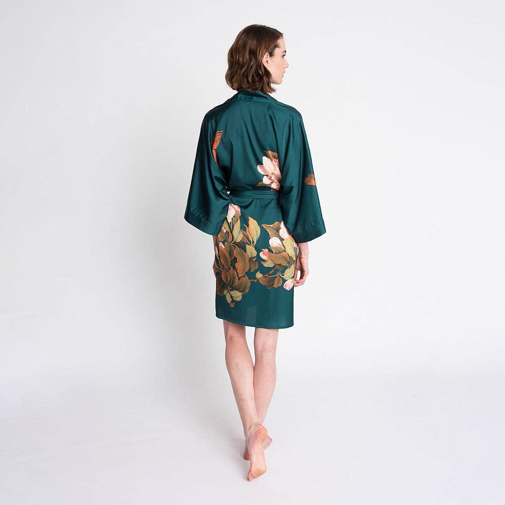Peony & Butterfly Short Kimono Robe